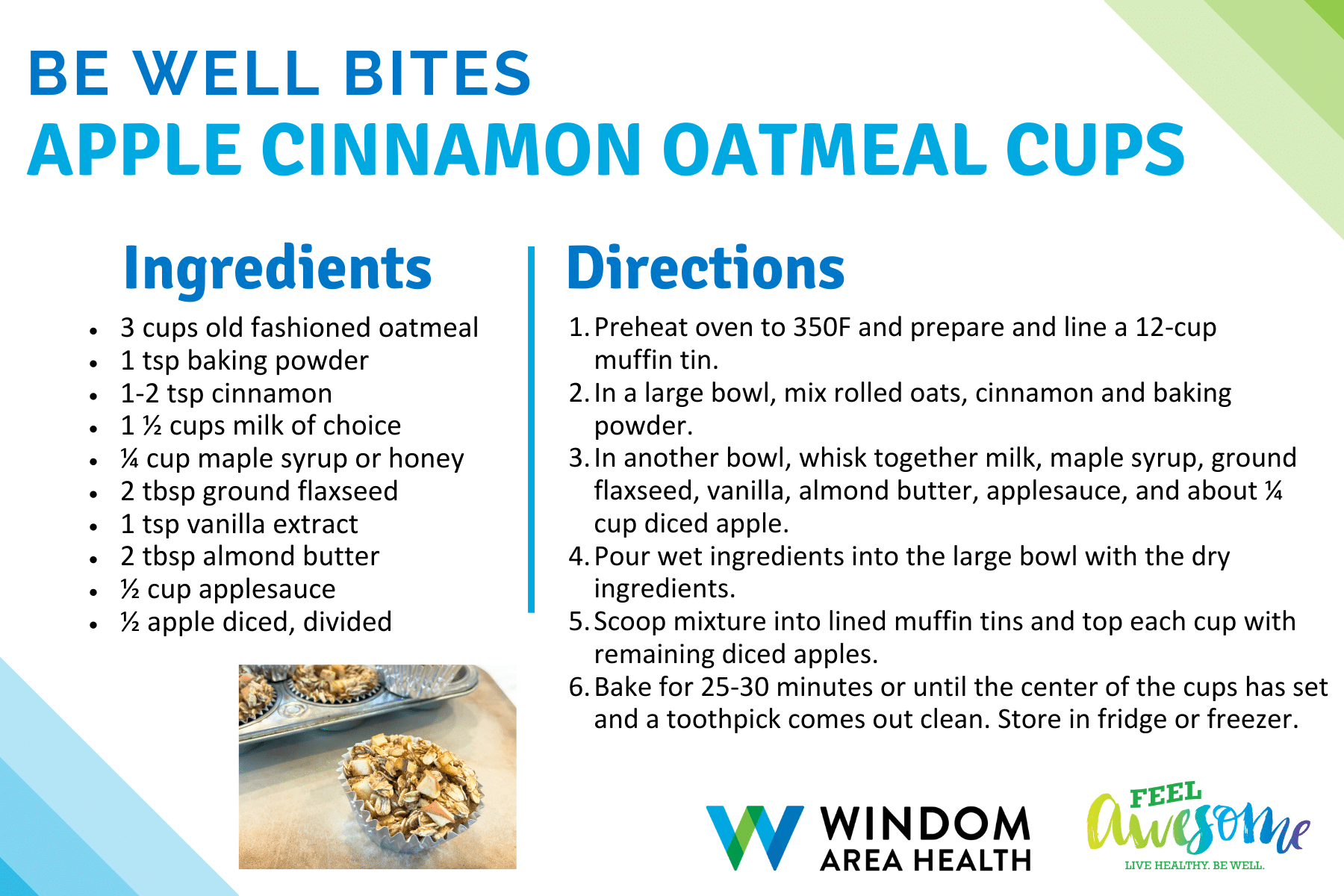 Be Well Bites Apple Cinnamon Oatmeal Cups