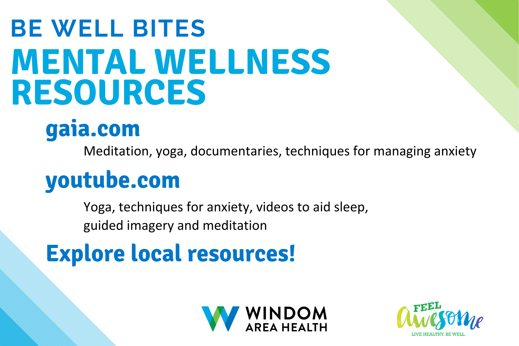 Be Well Bites Wellness Resources
