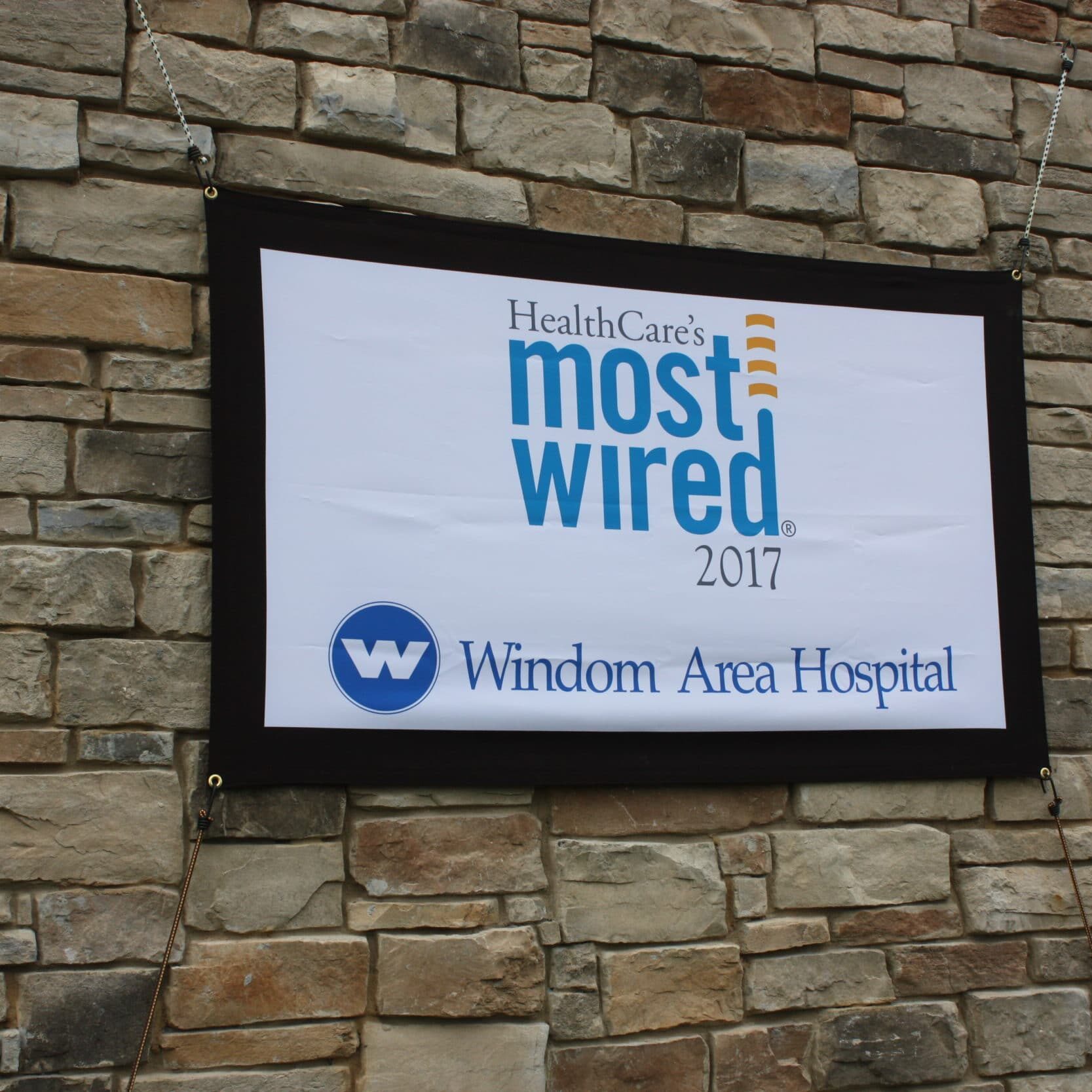 Pictured is the “Most Wired 2017” Award banner. This banner can be viewed in the hospital main entrance.